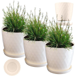 3x gėlių vazonas 30cm dangtelis + kreminis stovas