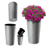 Gėlių vazonas su įdėklu 26cm, pilkas, betono imitacija