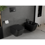 Mexen Madox klozetas Rimless su lėtai nusileidžiančią slim sėdynę, duroplast, Juodas matinis - 30154070