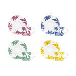 "Bialetti Primavera" - 4 dalių puodelių ir lėk&scaron;čių rinkinys, Bialetti Primavera - 4-Piece Cup & Saucer Set