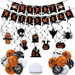 Helovino girlianda Happy Halloween, juoda/oranžinė
