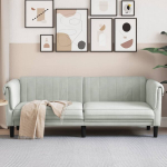 Trivietė sofa, &scaron;viesiai pilkos spalvos, aksomas