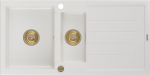 Granitinė virtuvinė plautuvė Mexen Andres su sifonu, White/gold
