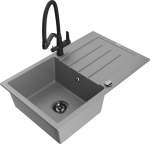 Granitinė virtuvinė plautuvė Mexen Bruno su mai&scaron;ytuvu ir sifonu, Grey/Black