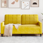Dvivietė sofa, geltonos spalvos, 140cm, aksomas