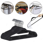 Paltų pakabos, juodas aksomas, Ruhhy, 20 vnt