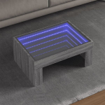 Kavos staliukas su infinity led lemputėmis, pilkas, 70x50x30cm