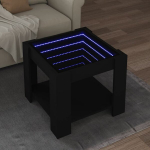 Kavos staliukas su led, juodas, 53x53x45cm, apdirbta mediena