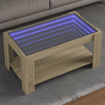 Kavos staliukas su led, ąžuolo, 93x53x45cm, apdirbta mediena