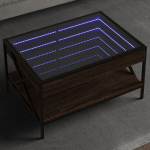 Kavos staliukas su infinity led lemputėmis, rudas, 70x50x38cm