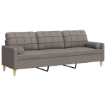 vidaXL Trivietė sofa su pagalvėlėmis, taupe spalvos, 210cm, audinys