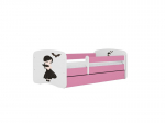 Vaiki&scaron;ka lova be čiužinio, su stalčiumi Kocot Kids BabyDreams Pink Wednesday, 140x70 cm, rožinė