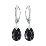 Sidabriniai auskarai moterims DiamondSky &bdquo;Moon Shine (Jet)" su Swarovski kristalais DS03A122