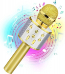Geriausia dovana vaikams, belaidis karaoke mikrofonas Bluetooth gimtadienio dovana 4-12 metų mergaitei berniukui Kalėdinės kalėdinės kojinės - auksinės