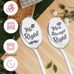 Dovana porai, 2 &scaron;auk&scaron;telių rinkinys su graviravimu, su graviruotėmis &bdquo;mr Right & Mrs. Always Right&ldquo;, dovanos poroms vestuvių metinių proga, vestuvių dovana porai, maža sužadėtuvių dovana abiem