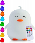 Kadoing&reg; Naktinė lemputė Penguin (didelė) - įkraunama naktinė lempa su bakstelėjimo funkcija ir nuotoliniu valdymu - naktinė lempa vaikams - kūdikio lempa - vaiki&scaron;ka lempa - kūdikio kambarys - vaiki&scaron;kas žaislas
