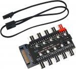 Pofet korpuso ventiliatoriaus &scaron;akotuvas cpu au&scaron;inimui | 10 prievadų 12v sata į ventiliatoriaus jungtį su 4 kontaktų pwm valdikliu | specialus maitinimas i&scaron; maitinimo &scaron;altinio kelių ta&scaron;kų prijungimui