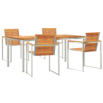 5 dalių sodo valgomojo komplektas i&scaron; kietos akacijos medienos,lauko valgomojo stalas 180x90x75 cm i&scaron; kietos akacijos medienos