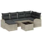 7 dalių sodo sofa komplektas su pagalvėmis pilko poli ratanas