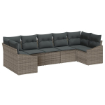 7 dalių sodo sofa rinkinys su pagalvėlėmis, pilka, poli ratanas