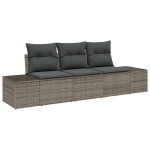 3 dalių sodo sofa rinkinys su pagalvėlėmis pilkas poli ratanas