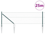 Hexagon Tvora Žalia 0.6x25 m Plienas,Tvorų Stulpai su Tvirtinimu 13 vnt &Oslash;32 mm 80 cm Cinkuotas Plienas
