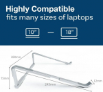 Mmobiel sulankstomas ne&scaron;iojamojo kompiuterio stovas 10&ndash;18 colių ne&scaron;iojamojo kompiuterio laikiklis universalus ne&scaron;iojamojo kompiuterio stovas, skirtas stalui, suderinamas su Macbook, Notebook, Asus, Acer, Dell ir daugiau &ndash; aliuminis