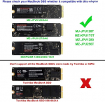 Qnine Usb 3.0 Pcie Ssd dėklas, skirtas 2013 2014 2015 2016 2017 metų Macbook Air Pro Retina, Usb i&scaron;orinis skaitytuvas, skirtas A1465 A1466 A1398 A1502 Ssd adapteriui, palaiko 12+16 kontaktų