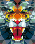 Ravensburger Creart 23514 Polygon Tiger pie&scaron;imas pagal skaičius suaugusiems, &bdquo;pasidaryk pats&ldquo; pie&scaron;imo rinkinys su teptuku ir akriliniais dažais, dovana moterims ir vyrams, pie&scaron;imas suaugusiems