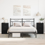 Naktiniai staliukai 2 komplektas Juoda 40x65x65 cm Pagaminti i&scaron; inžinerinės medienos