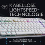 Logitech G915 Lightspeed Tkl belaidė mechaninė žaidimų klaviatūra be skaičių klaviatūros, taktilinis Gl mygtuko jungiklis su žemu profiliu Lightsync Rgb, itin plona, 40 valandų baterijos veikimo laikas, Qwerty, balta