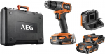 Aeg Bsb18sbl2-202c Subcompact 18 V akumuliatorinis suktuvas-gręžtuvas be &scaron;epetėlių, 65 Nm, 2 akumuliatoriai 2.0 Ah, įkroviklis, gręžimo griebtuvas metalinis 13 mm, dėkle