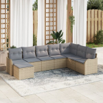 8 dalys sodo sofa komplektas su pagalvėlėmis smėlio poli rotangas