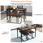 Costway pietų stalas su suolu ir amp; 2 kėdžių rinkinys i&scaron; 4 virtuvės stalų pramoninė valgomojo grupė virtuvei 120 x 60 x 75 cm ruda