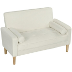 2-vietė sofa, dvivietė sofa su kaučiuko medžio kojomis, mink&scaron;ta sofa, skirta svetainei, miegamajam, kreminės baltos spalvos, Kreminės baltos spalvos