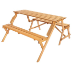 medinis pikniko stalas su suoliuku 2-in-1