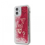 Guess Liquid Glitter Charms Cover Rapsberry, skirtas iPhone 12 Mini, 5.4''