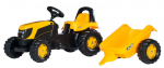 Minamas pedalais traktorius su priekaba Rolly Toys RollyKid JCB, geltonas