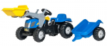 Pedalais minamas traktorius su priekaba ir kau&scaron;u Rolly Toys RollyKid NH T7040, mėlynas
