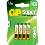 Baterijos GP Super Alkaline, AAA (LR03), 4vnt.