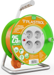 Plast-rol būgninis prailgintuvas 25m, 4 lizdai, žalias