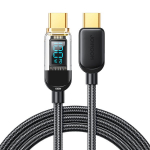 Greito įkrovimo ir duomenų perdavimo USB-C kabelis 100W 1.2 m juodas