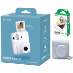 Fujifilm Instax Mini 12, Clay white + Instax Mini Glossy (10 vnt.) + Originalus dėklas