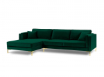 Kampinė sofa Luis 5, žalia/auksinė