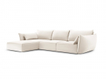 Kairinė kampinė velvet sofa Vanda, 4 sėdimos vietos, &scaron;v. smėlio sp.