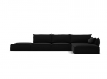 De&scaron;inioji kampinė velvet sofa Vanda, 5 sėdimos vietos, juoda