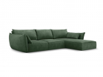 De&scaron;ininė kampinė sofa Vanda, 4 sėdimos vietos, žalio butelio sp.