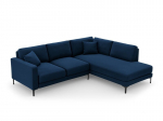 De&scaron;inioji kampinė velvet sofa Venus, 5 sėdimos vietos, tamsiai mėlyna