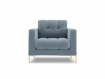 Fotelis Cosmopolitan Design Bali 1S-V, &scaron;viesiai mėlynas/auksinės spalvos