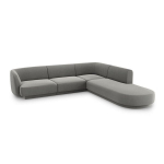 Aksominė de&scaron;ininė kampinė sofa Micadoni Miley, 252 x 220 x 74, pilka